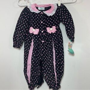 Vintage Tiny Tots Original Floral Corduroy Baby Girls Jumpsuit size 18 mo New